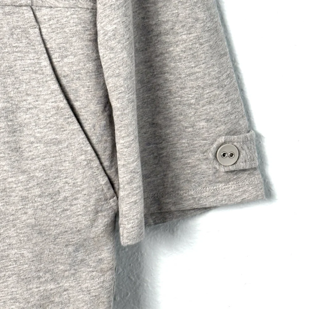 Motto Women's Cropped Pea Coat Heather Gray Pleated Button-Up Size-L NWT